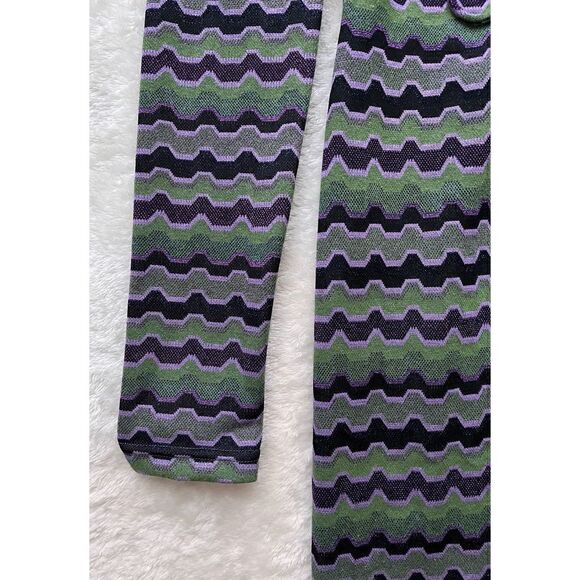 NWT Zara Retro Purple & Green Metallic Cutout Long Sleeve Mini Dress - Picture 10 of 15